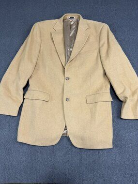 Joseph & Feiss Mens Tan Two-Button Single Breasted Blazer 42 Long Camel Hair